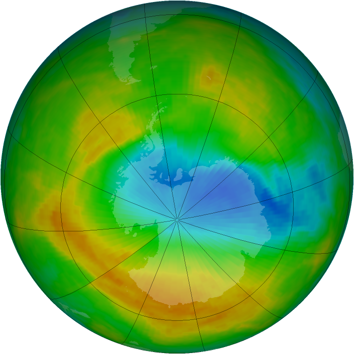 Antarctic ozone map for 14 November 1984